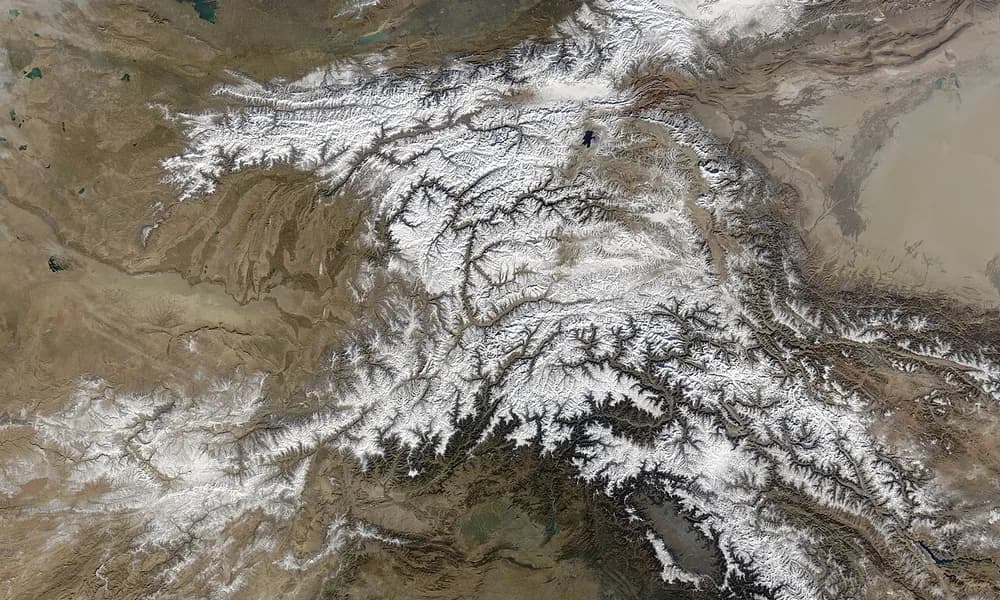 Satellite view of the Hindu Kush