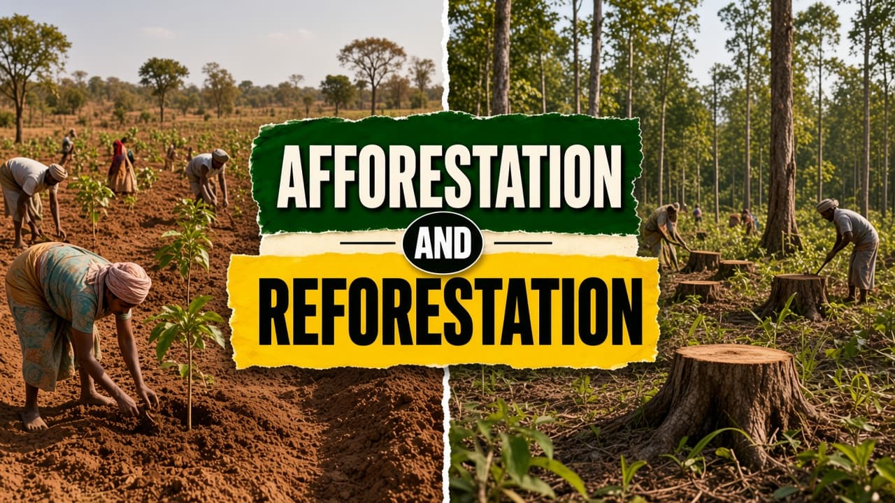 Difference between afforestation and reforestation