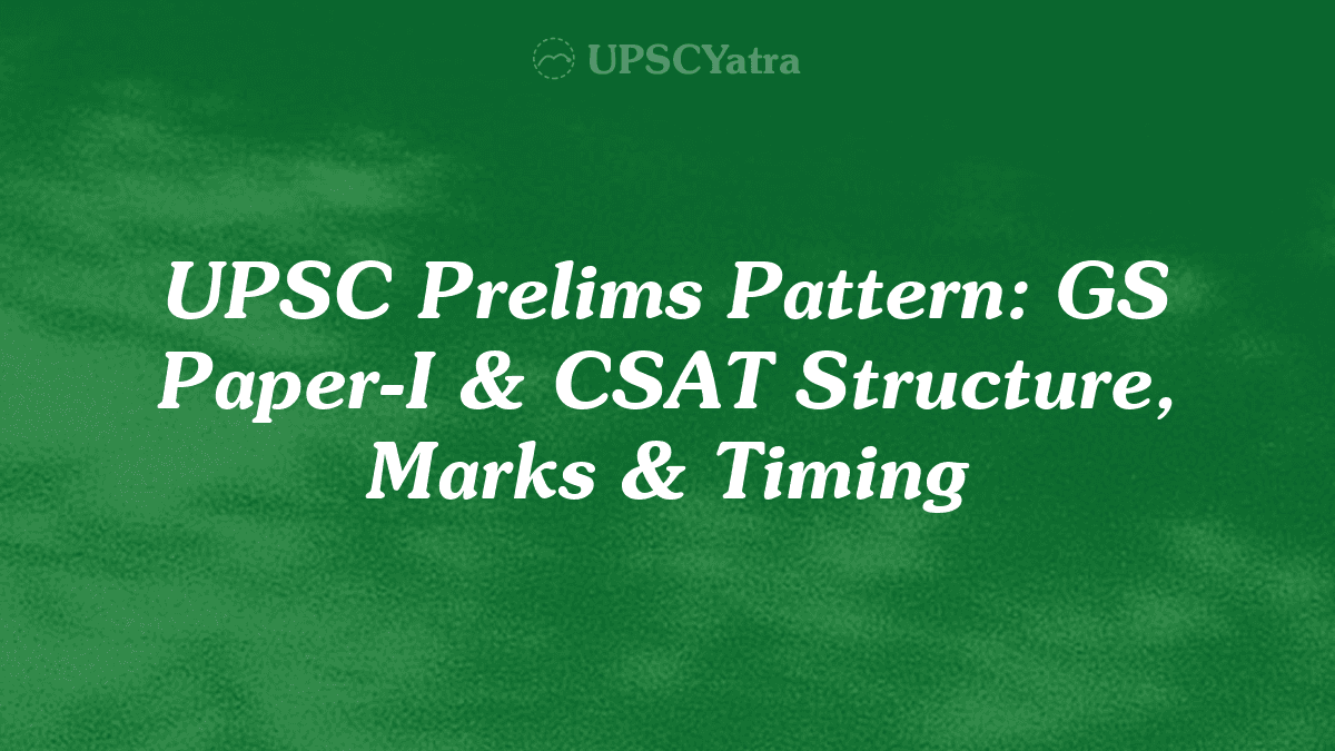 UPSC Prelims Pattern: GS Paper-I & CSAT Structure, Marks & Timing