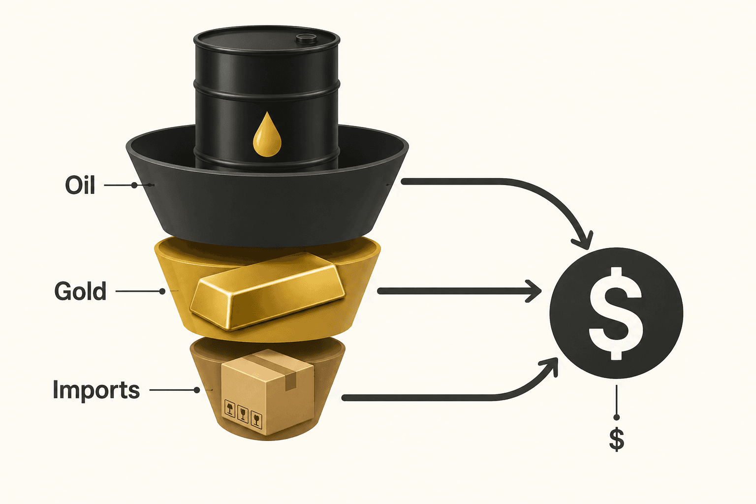 Minimal diagram showing RBI selling dollars from forex reserves to buy rupees