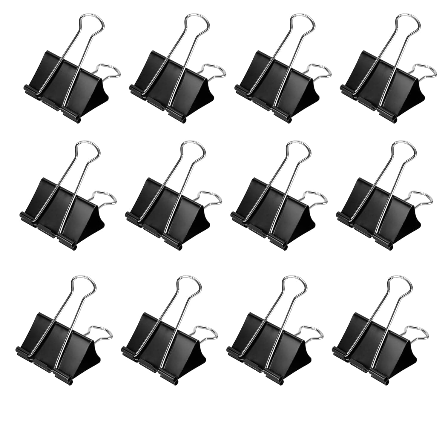 Eduway 32 mm Black Binder Clip - (Pack of 12) | Heavy-Duty Binder Clamp for Files, Notes, Drawing Board/Paper| Paper Holding Metal Clip for Home & Office | Durable Binding Clip for Kids & Adults